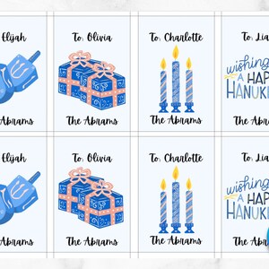 Étiquettes cadeaux de Hanoukka | Modèle de Hanoukka imprimable | Étiquettes de Hanoukka DIY | Étiquettes bleues de Hanoukka | Étiquettes cadeaux Hanukkah personnalisées | Étiquettes de faveur