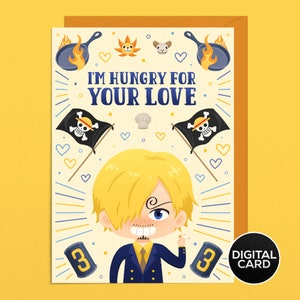 Anime Grußkarte, Karte zum Valentinstag, Geburtstagskarte, Karte zum Jahrestag | Sofortiger Download, bedruckbar