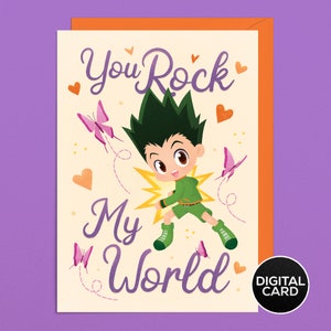 Tarjeta de felicitación HH Anime, Tarjeta de San Valentín, Tarjeta de aniversario, Tarjeta de cumpleaños / Descarga instantánea, Imprimible