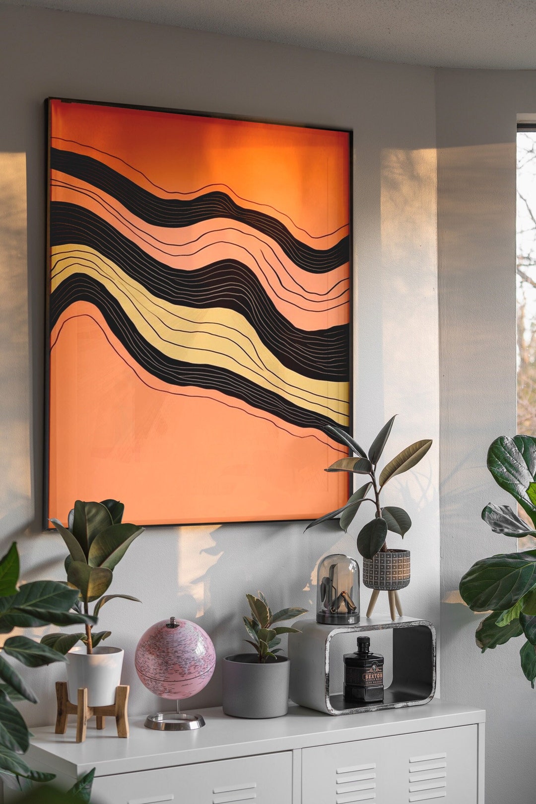 Line Framed Wall Decor Large Wall Art Abstract Line Framed Etsy