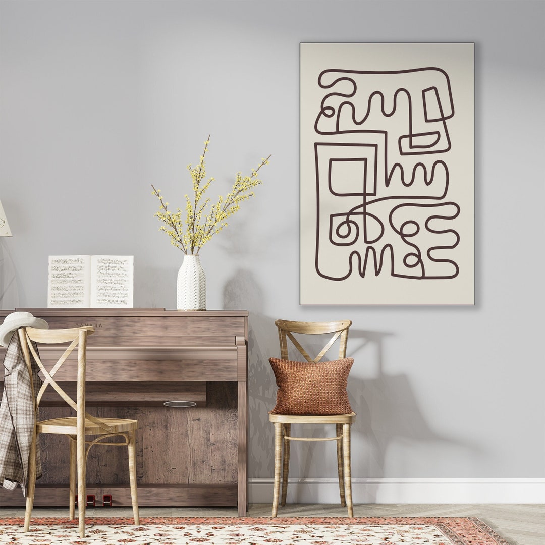 Abstract Line Framed Wall Art Bohemian Framed Wall Art Boho - Etsy