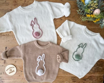 Hand embroidered EASTER baby jumpers. 0-6 months, 6-12 months, 1-2 years, 2-4 years sweaters.  Bunny jumpers. Baby gift.