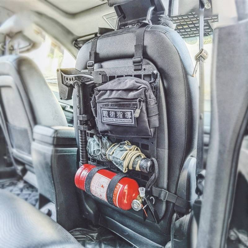 The Tactical MOLLE Car Seat Organizer is just a really cool product. You  can attach any MOLLE attachment to the organizer …