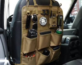 Military Style Car Seat Hanging Organiser | Tactical Pockets + Hook and Loop patch | 5 Colours Available