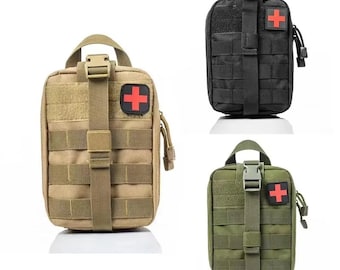 Military Style EDC Pouch | First Aid Kit and Organiser | Tactical Pockets | Hook and Loop Patch | Molle System | 3 Colours Available