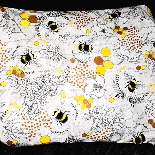 Microwavable Rice Bag, Reusable Cotton Scented Heating Pad, All Natural Pain Relief, Removable Cover - Bumble Bees