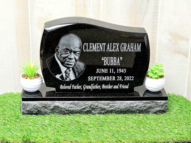 Laser Engraved Black Granite Mini Headstone: Personalized Grave Marker ...