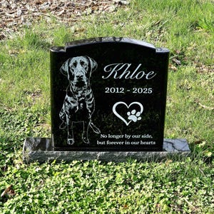 Premium Black Granite Upright Pet Headstone - Laser Engraved Cemetery Marker for Graves, Dog Memorial, Memorial Stone, Cat Memorial