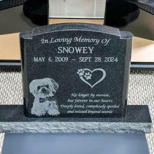 Premium Black Granite Upright Pet Headstone - Laser Engraved Cemetery Marker for Graves, Dog Memorial, Memorial Stone, Cat Memorial