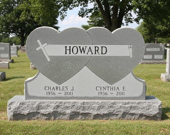 Gray Granite Companion Cemetery Headstone: Custom Double Monument