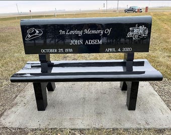 Cemetery Park Bench Memorial – Black Granite