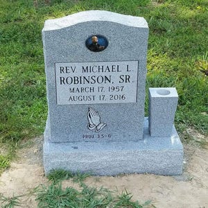 Premium Gray Granite Single Upright Headstone Grave Marker, Cemetery Gravestone Monument, add an Optional Vase and Porcelain Photo