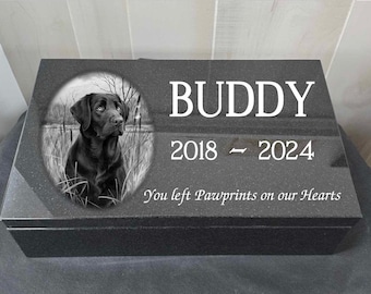 Black Granite Cremation Urn, Bevel Pet Memorial Stone,  Cemetery Grave Marker, Garden Time Capsule Memorial, Laser Engraved Personalized
