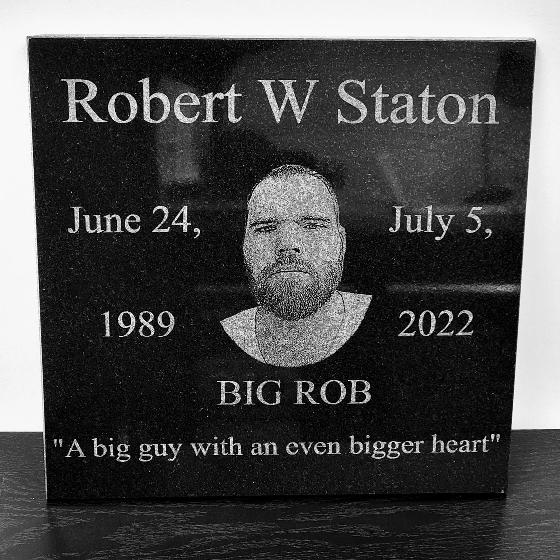 12x12 Black Granite Headstone Memorial Grave Marker Etsy