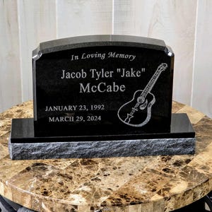 Personalized Laser Engraved Upright Black Granite Headstone | Cemetery Grave Marker | Personalized Custom Tombstone | Infant Memorial Stone