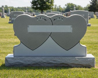 Gray Granite Companion Cemetery Headstone: Custom Double Monument