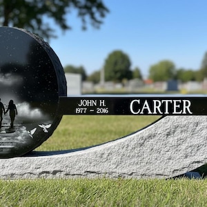 Custom Granite Memorial Bench – Laser Etched Headstone, Cemetery Monument