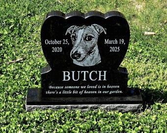 Laser Engraved Upright Premium Black Granite Headstone Memorial, Cemetery Grave Marker, Garden Memorial Stone, Pet Memorial Stone Plaque