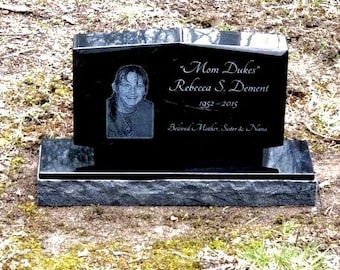 Personalized Laser Engraved Mini Upright Black Granite Headstone | Cemetery Grave Marker | Footstone | Garden Stone | Pet Memorial Stone