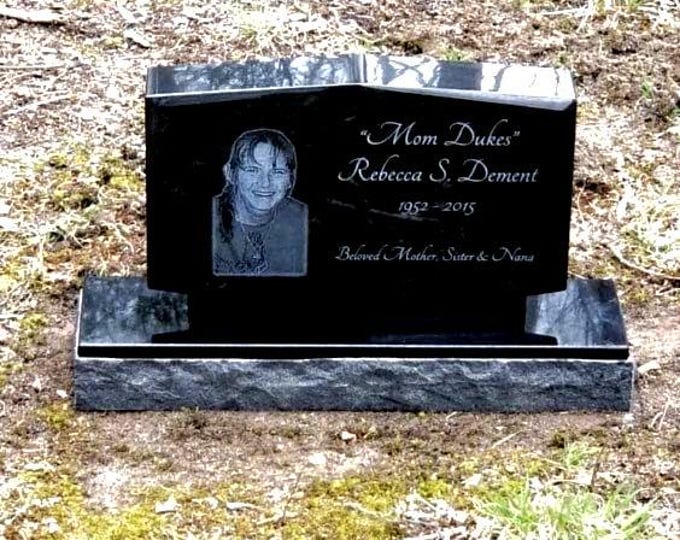 Featured listing image: Personalized Laser Engraved Mini Upright Black Granite Headstone | Cemetery Grave Marker | Footstone | Garden Stone | Pet Memorial Stone