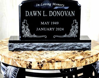 Personalized Laser Engraved Upright Black Granite Headstone | Cemetery Grave Marker | Personalized Custom Tombstone | Infant Memorial Stone