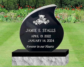 EconoMonument™ Infant Teardrop Headstone Grave Marker, Customizable and Personalized, Custom Baby Tombstone, Cemetery Marker For Grave