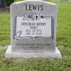 Premium Gray Granite Single Upright Headstone Grave Marker, Cemetery Gravestone Monument, add an Optional Vase and Porcelain Photo