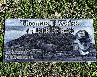 Custom Memorial Stone Black Granite, Personalized 12x24 Memorial Grave Marker Headstone, Condolences Garden Marker, Tombstone Marker