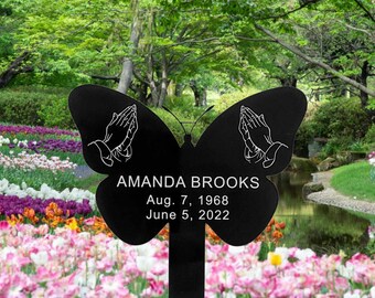 Acrylic Grave Site Marker, Temporary Grave Marker, Laser Cut Acrylic Memorial - Butterfly Grave Marker