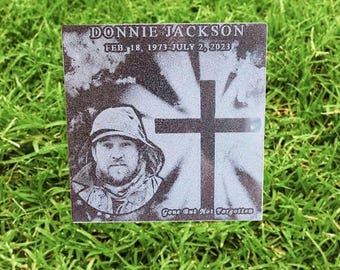 Premium Black Granite Memorial Stone for Mom Dad, Custom Grave Marker Memorial Plaque, In Loving Memory, Choose Your Background Design