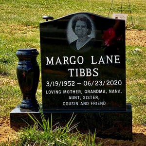 Cemetery Headstone Grave Marker, Laser Engraved Black Granite Memorial Stone, Gravestone Site Marker, Garden Memorial Stone