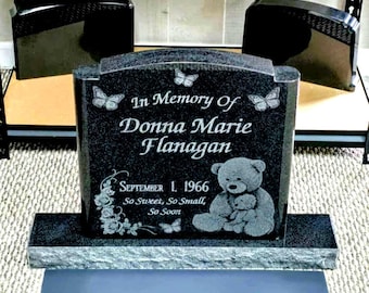 Personalized Black Granite Cemetery Headstone: Laser Engraved Garden Stone, Pet Memorial Gift (16x16")