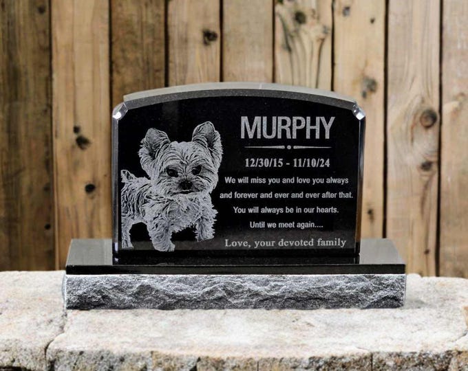 Featured listing image: Personalized Laser Engraved Upright Black Granite Headstone | Cemetery Grave Marker | Personalized Custom Tombstone | Infant Memorial Stone