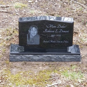 Personalized Laser Engraved Mini Upright Black Granite Headstone | Cemetery Grave Marker | Footstone | Garden Stone | Pet Memorial Stone