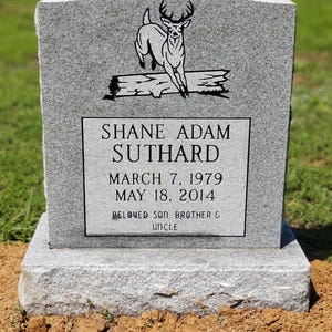 Premium Gray Granite Single Upright Headstone Grave Marker, Cemetery Gravestone Monument, add an Optional Vase and Porcelain Photo