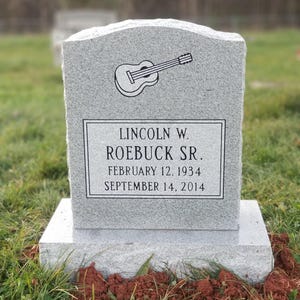 Premium Gray Granite Single Upright Headstone Grave Marker, Cemetery Gravestone Monument, add an Optional Vase and Porcelain Photo