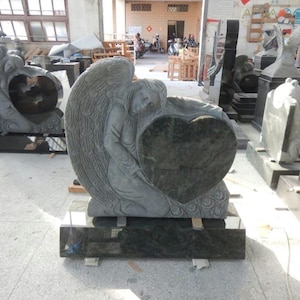 Premium Sculpted Granite Angel Headstone Cemetery Grave Marker Memorial