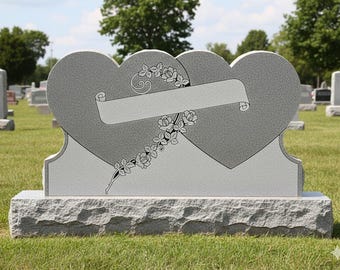 Gray Granite Companion Cemetery Headstone: Custom Double Monument