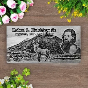 Personalized Laser Engraved Black Granite Memorial, Cemetery Marker, Grave Marker, Personalized Custom Tombstone, Footstone Site Marker