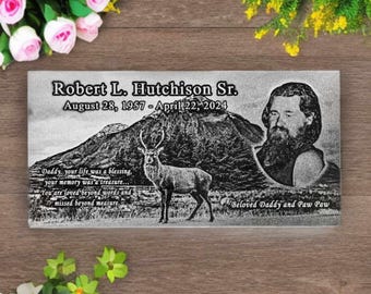 Personalized Laser Engraved Black Granite Memorial, Cemetery Marker, Grave Marker, Personalized Custom Tombstone, Footstone Site Marker