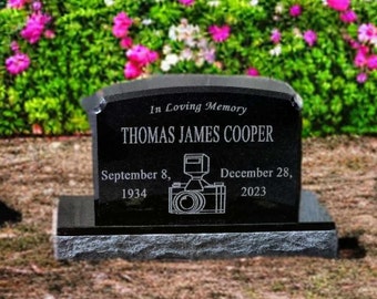 Upright Mini Black Granite Headstone, Grave Marker Memorial Stone, Footstone Site Marker, Cemetery Monument Stone, Garden Memorial Stone