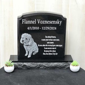 Premium Black Granite Upright Pet Headstone - Laser Engraved Cemetery Marker for Graves, Dog Memorial, Memorial Stone, Cat Memorial