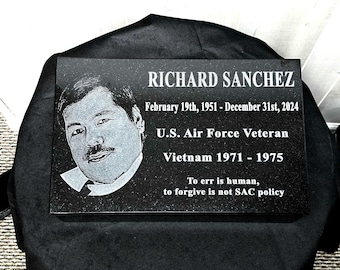 Custom Black Granite Cremation Urn Bevel Memorial Stone (16x10) | Personalized Engraved Headstone for Loved Ones & Pets