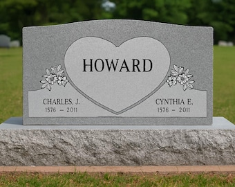 Gray Granite Companion Cemetery Headstone: Custom Double Monument