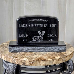 Personalized Laser Engraved Upright Black Granite Headstone | Cemetery Grave Marker | Personalized Custom Tombstone | Infant Memorial Stone