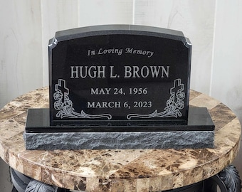 Personalized Laser Engraved Upright Black Granite Headstone | Cemetery Grave Marker | Personalized Custom Tombstone | Infant Memorial Stone