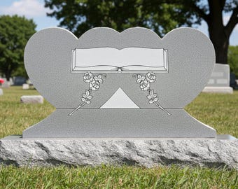 Gray Granite Companion Cemetery Headstone: Custom Double Monument
