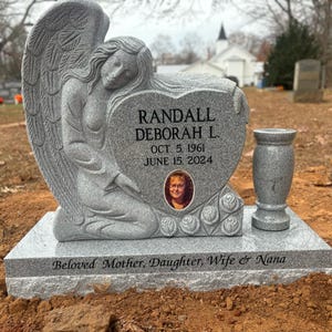 Premium Sculpted Granite Angel Headstone Cemetery Grave Marker Memorial
