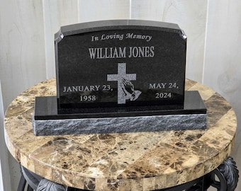 Personalized Laser Engraved Upright Black Granite Headstone | Cemetery Grave Marker | Personalized Custom Tombstone | Infant Memorial Stone