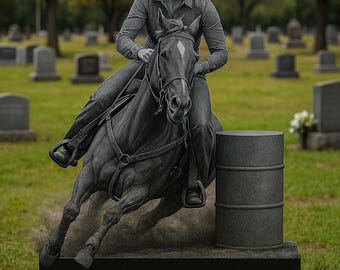 Life Sized Custom Headstone Cemetery Grave Marker Memorial Stones, Black Granite, Full Portrait Etchings